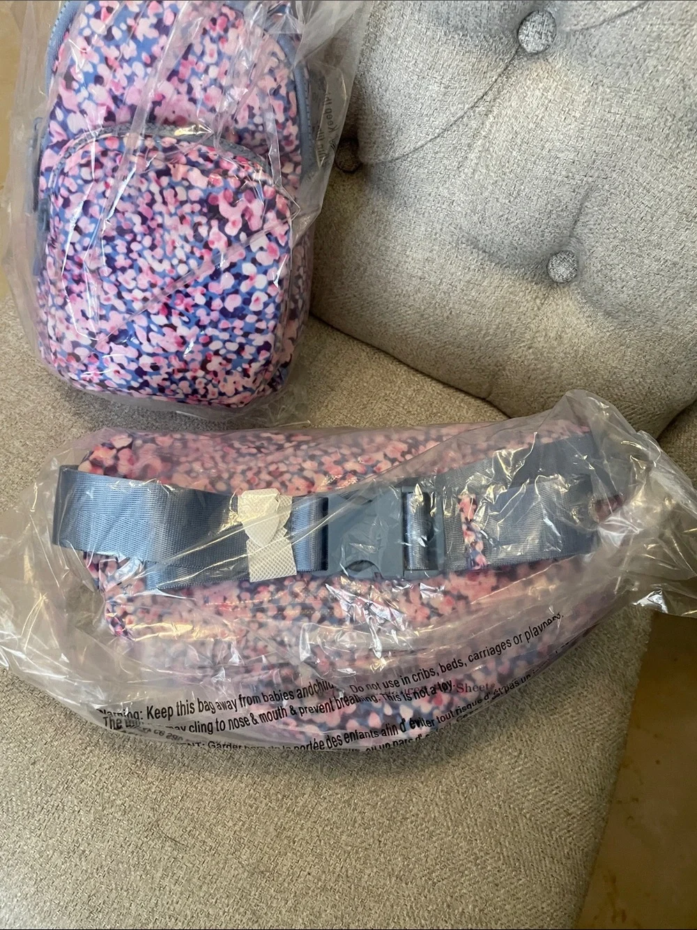 NWT Wildfox sling and bum bag -Pink & Navy Speckled Crossbody/Accessory Bag Set
